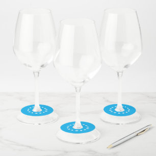 Étiquette Pour Verre De Vin Bleu marine blanc monogramme nom script minimalist