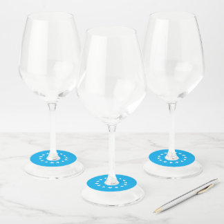 Étiquette Pour Verre De Vin Bleu marine blanc monogramme nom script minimalist