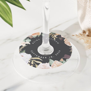 Étiquette Pour Verre De Vin Boho Blooms   Floral moderne Mariage personnalisé