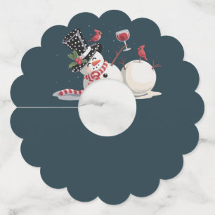 Étiquette Pour Verre De Vin Bonhomme de neige de Noël avec vin cadeau Xmas buv