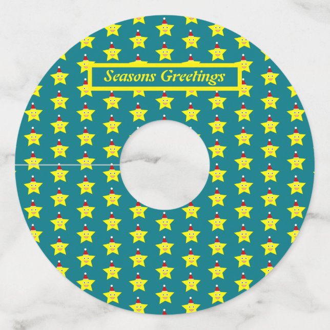 Étiquette Pour Verre De Vin Bonne petite étoile de Noël personnalisée (Devant)