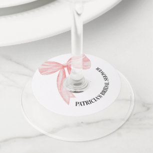 Étiquette Pour Verre De Vin Bow rose vif Elle noue la Fête des mariées de noeu