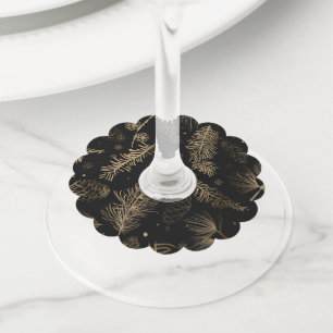 Étiquette Pour Verre De Vin Branches et pin 2
