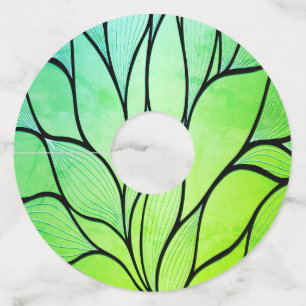 Étiquette Pour Verre De Vin Bright Green Hues Creative Leave Motif