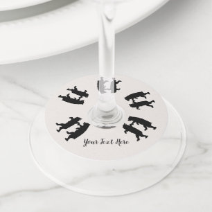 Étiquette Pour Verre De Vin Bund'ours noirs dansant ensemble Silhouette