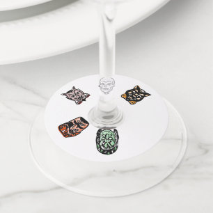 Étiquette Pour Verre De Vin Caractères Halloween classiques   Lumière