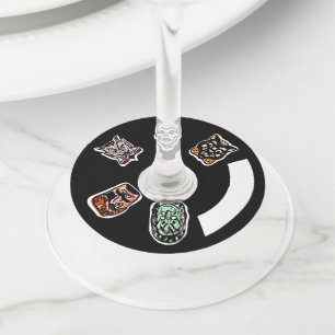 Étiquette Pour Verre De Vin Caractères Halloween classiques   Sombre