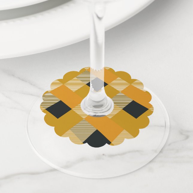 Étiquette Pour Verre De Vin Carré géométrique Résumé 9 (De près)