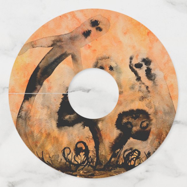 Étiquette Pour Verre De Vin Champignons fantômes Papier Vin Verre Tags (Devant)