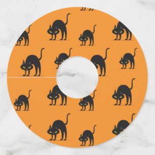 Étiquette Pour Verre De Vin Chat noir Jack oLantern Motif d'Halloween