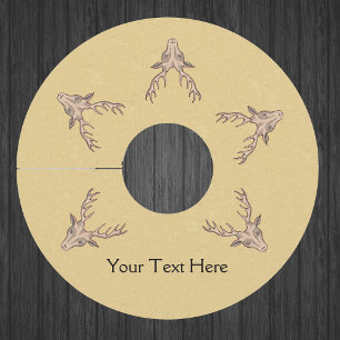 Étiquette Pour Verre De Vin Chefs de Cerfs Mâles Brown Gros Antlers Tan