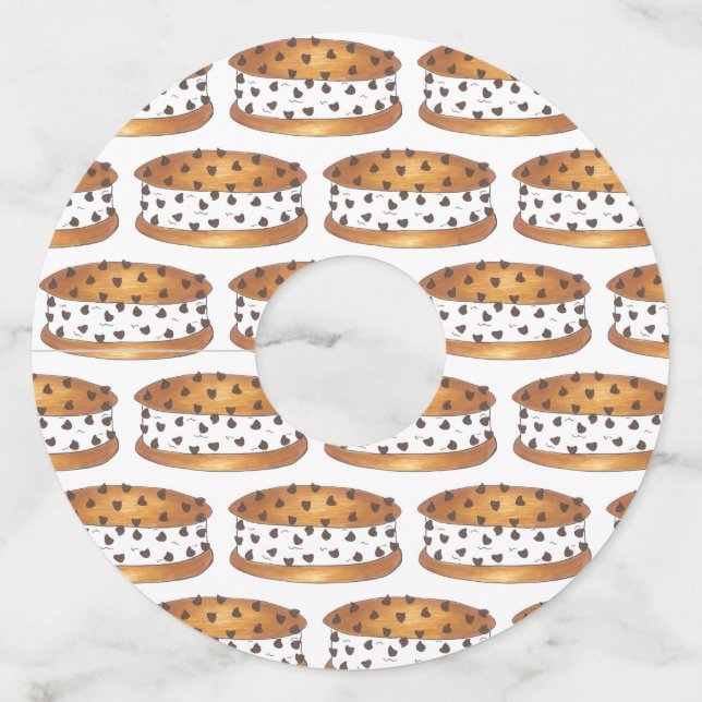 Étiquette Pour Verre De Vin Chipwich Chocolat Chip Cookie Sandwich à la crème  (Devant)