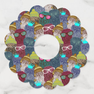 Étiquette Pour Verre De Vin Chouette dans la couronne