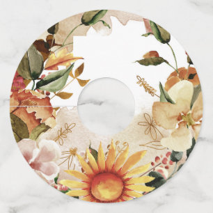 Étiquette Pour Verre De Vin Chute Florale avec zone à écrire nom