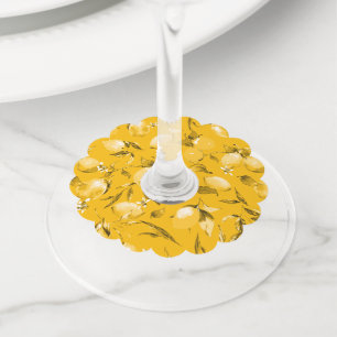 Étiquette Pour Verre De Vin citrons aquarelle 10