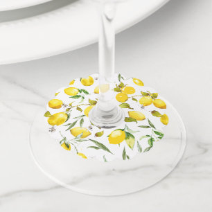Étiquette Pour Verre De Vin Citrons aquarelle 5