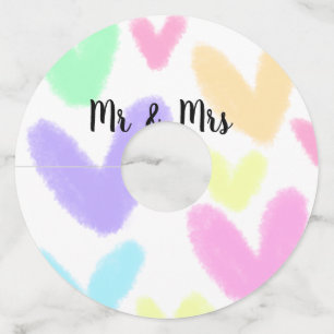 Étiquette Pour Verre De Vin Cœur simple style de texte minimal mariage M & Mme