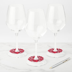 ÉTIQUETTE POUR VERRE DE VIN COEURS ROUGES POUR LA JOURNÉE DE VALENTINE