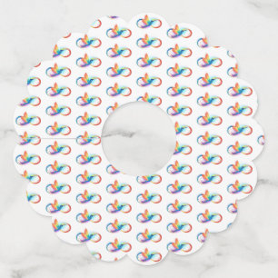 Étiquette Pour Verre De Vin Colibri arc-en-ciel avec symbole Infinity