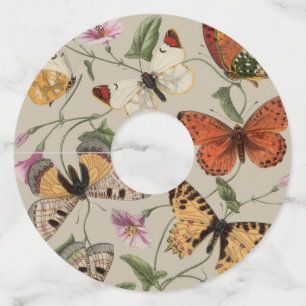 Étiquette Pour Verre De Vin Collection de la papillon Moth Nature Dessin