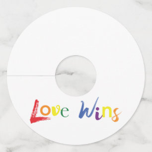 Étiquette Pour Verre De Vin Coloré, gai, design créatif de Love Wins
