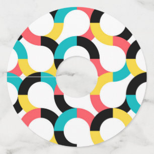 Étiquette Pour Verre De Vin Coloré, tendance, gai, fun moderne géométrique