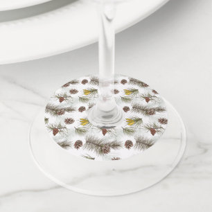 Étiquette Pour Verre De Vin Cônes de pin d'automne