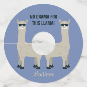 Étiquette Pour Verre De Vin Cool Llama nom personnalisé, texte & couleurs étiq