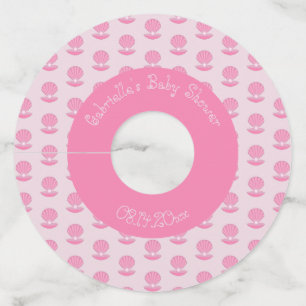 Étiquette Pour Verre De Vin Coquille d'huîtres pour fille rose et Baby shower