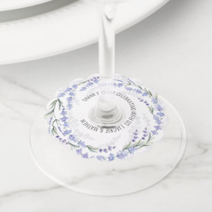 Étiquette Pour Verre De Vin Couronne de lavande élégante, cadeau de mariage