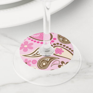 Étiquette Pour Verre De Vin Cowgirl Rose Marron Paisley Fleurs Country Texas