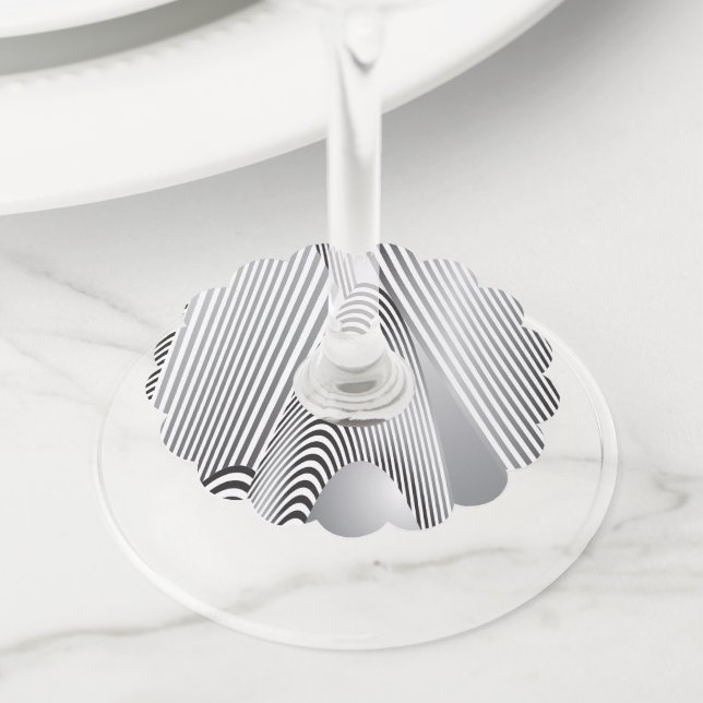 Étiquette Pour Verre De Vin Création de Motif Abstrait 3 (De près)