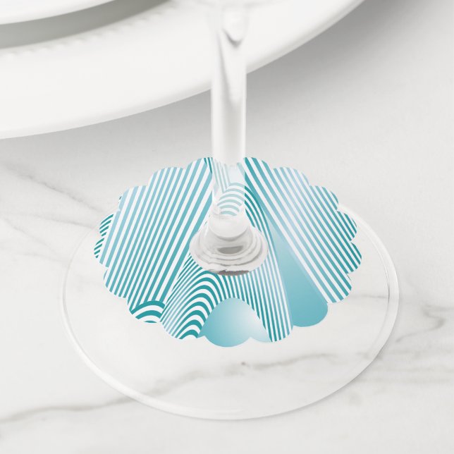 Étiquette Pour Verre De Vin Création de Motif Abstrait 4 (De près)