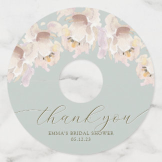 Étiquette Pour Verre De Vin Crème & Mint Aquarelle Vin Floral Tags