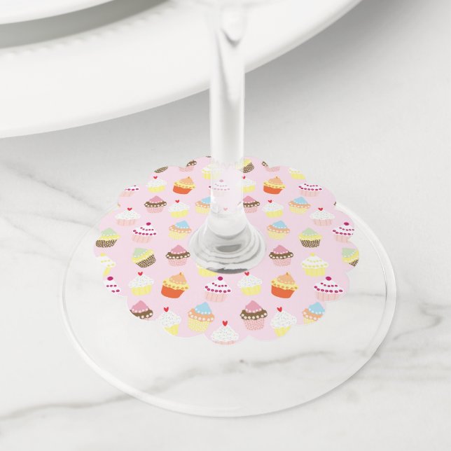 Étiquette Pour Verre De Vin Cupcake Party Mots clés (De près)