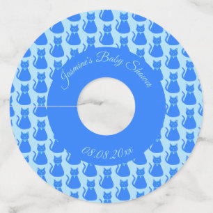 Étiquette Pour Verre De Vin Cute Blue Baby Boy Chat Baby shower personnalisé