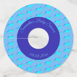 Étiquette Pour Verre De Vin Cute Blue Baby Boy Unicorn Custom Baby shower Vin
