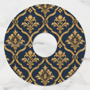 Étiquette Pour Verre De Vin Design de motif vintage élégant en or et damas mar