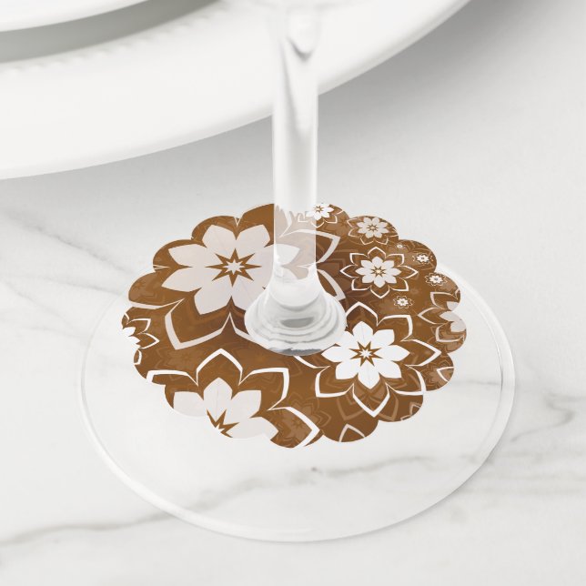 Étiquette Pour Verre De Vin Design floral 13 (De près)