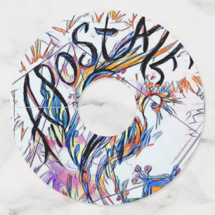 Étiquette Pour Verre De Vin Dessin de Doodle Abstrait coloré