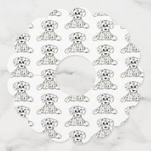 Étiquette Pour Verre De Vin Dessin simple de contour de chien en peluche dalma