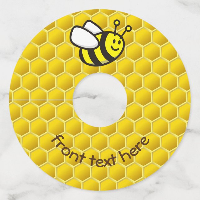 Étiquette Pour Verre De Vin Dessin sur les abeilles (Devant)