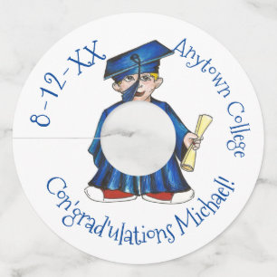 Étiquette Pour Verre De Vin Diplôme de Casquette bleu Con'grad'ulations
