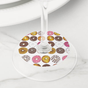 Étiquette Pour Verre De Vin Donut Dozen Doughnut Pâtisseries Petit déjeuner Br