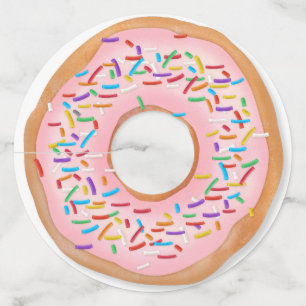 Étiquette Pour Verre De Vin Donut Pink Frosting Sprinkles Cute