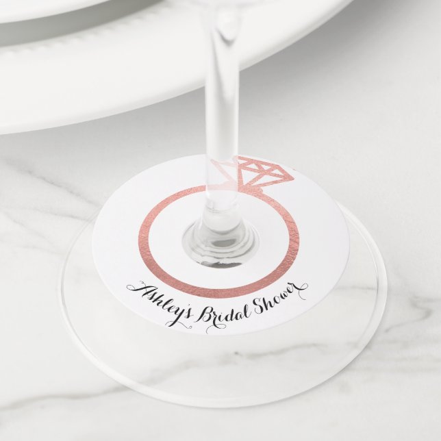 Étiquette Pour Verre De Vin Douche de nage en or rose (De près)