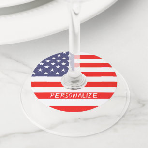 Étiquette Pour Verre De Vin Drapeau américain patriotique 4 juillet parti cout