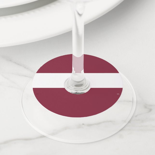 Étiquette Pour Verre De Vin Drapeau de Lettonie (De près)