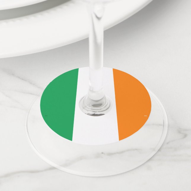 Étiquette Pour Verre De Vin Drapeau de l'Irlande (De près)