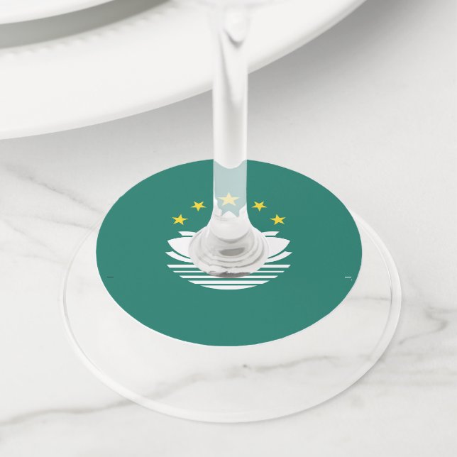 Étiquette Pour Verre De Vin Drapeau de Macao (De près)